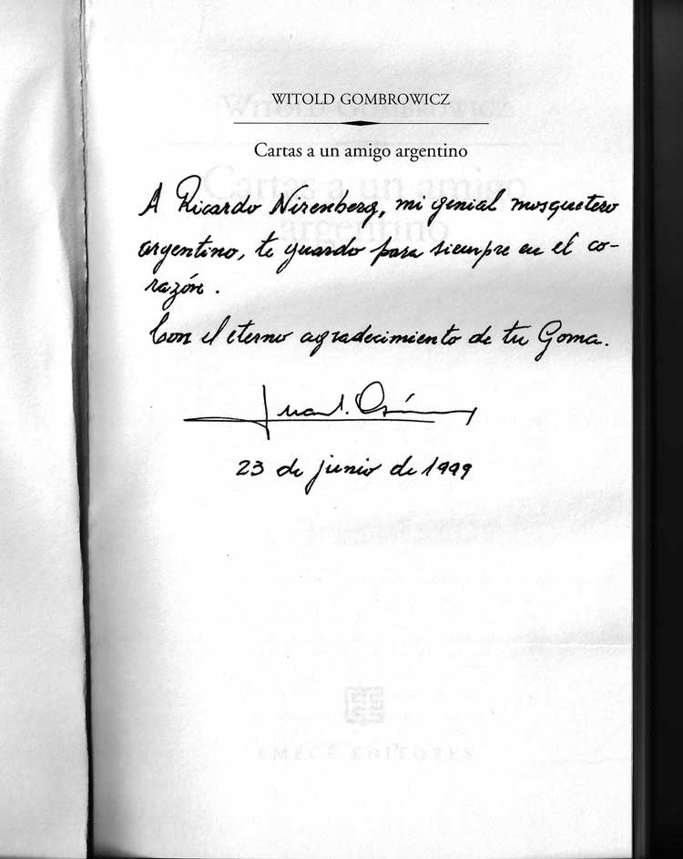 Gomez dedication of his book to R. Nirenberg